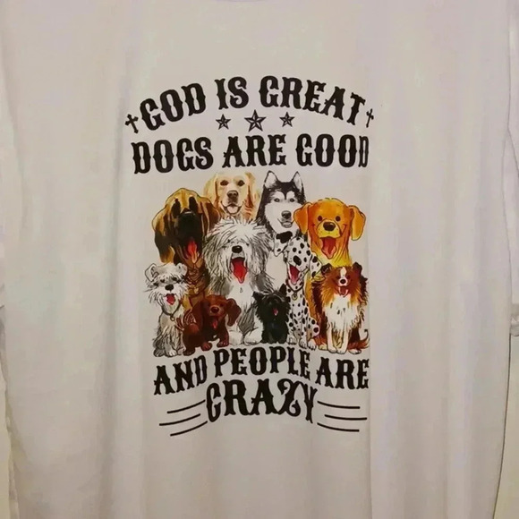 NWOT Handmade "Dogs Are Good" White Short Sleeve Unisex Tee - Size XL - Picture 2 of 6